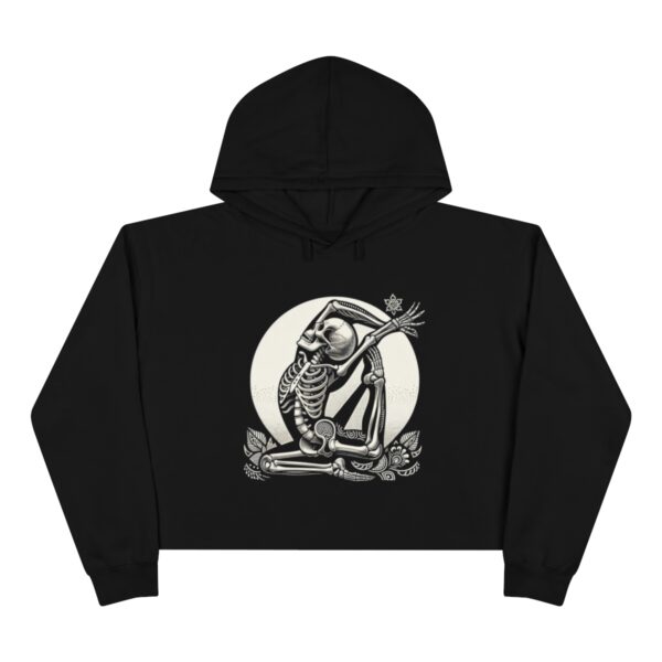 SKELETON DOING YOGA Crop Hoodie - Gothic Apparel