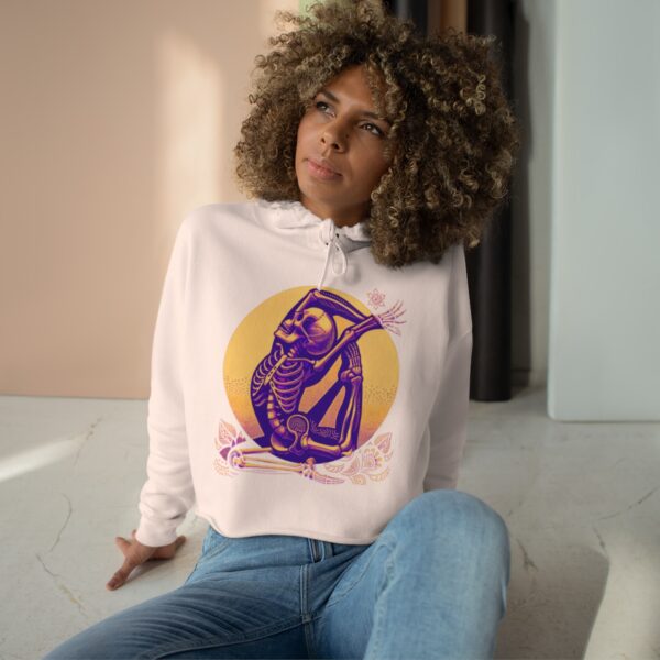 SKELETON DOING YOGA Crop Hoodie - Gothic Apparel - Image 9