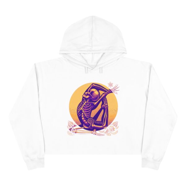 SKELETON DOING YOGA Crop Hoodie - Gothic Apparel - Image 4
