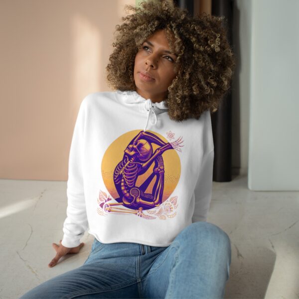 SKELETON DOING YOGA Crop Hoodie - Gothic Apparel - Image 6